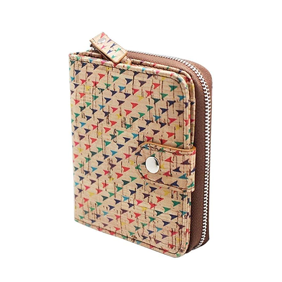 boshiho Vegan Cork Wallet, Women’s Purse Slim Zipper Design with Card