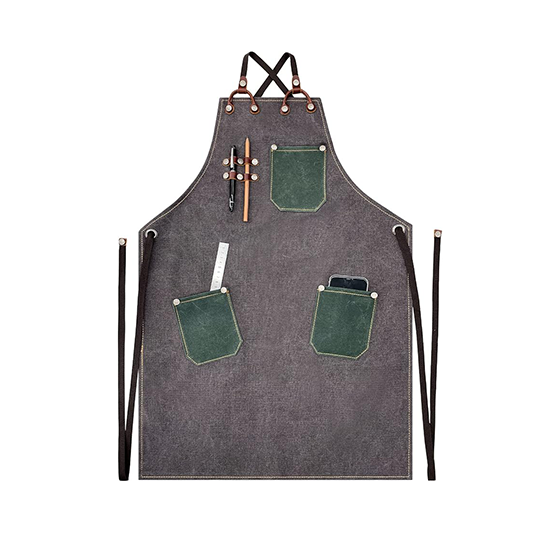 boshiho Waxed Canvas Shop Apron,Heavy Duty Work Apron for Men Women with 3 Pockets & Extra Long Straps,Adjustable M to XXL Tool Aprons for Men & Women
