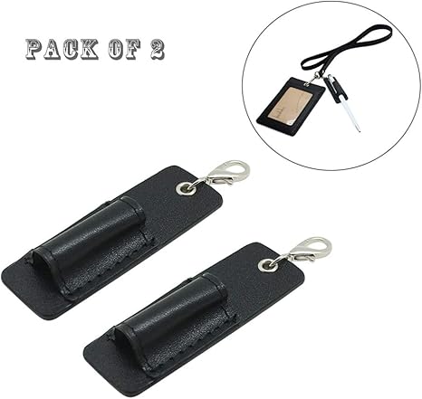 Genuine Leather Pen Holder, 2 Pack Boshiho Pen Pencil Holders for Badge Holder or Neck Lanyard