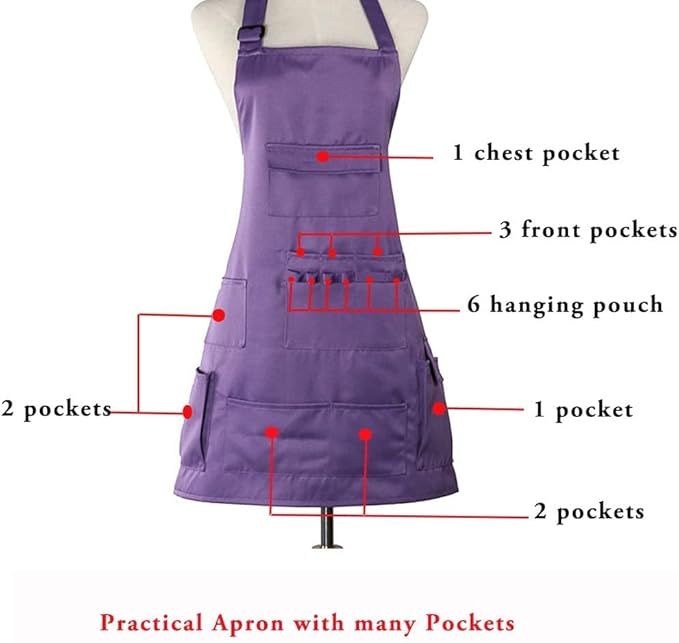 boshiho Adult Painting Aprons Barber Apron with Pockets for Women/Men/Unisex, Utility or Work Apron