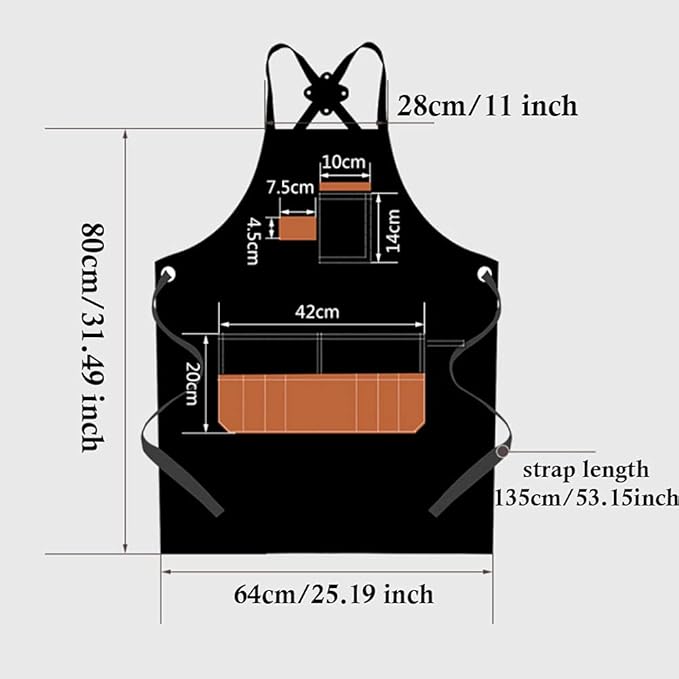 boshiho Barber Shop Apron with Pockets Arist Painting Beauty Salon Aprons for Women/Men Utility Work Apron