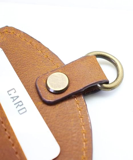 Badge Holder: Boshiho Cowhide Leather ID Badge Card Holder with 19" Neck Lanyard, Vertical Style