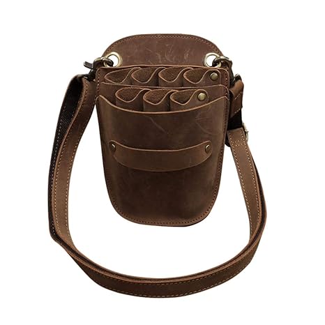 Scissors Pouch Cowhide Leather Salon Barber Hairdressing Scissors Holster Hair Stylist Tools Bag Comb Shear Holster Waist Shoulder Belt