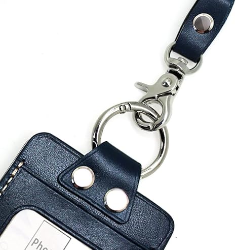 Badge Holder: Boshiho Full Grain Leather ID Badge Card Holder with 19" Neck Lanyard, Vertical Style