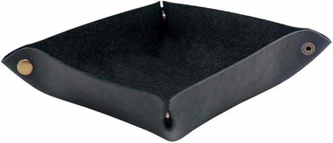 boshiho Valet Tray for Men, Leather Jewelry Catchall Key Phone Coin Box Change Caddy Bedside Storage Box