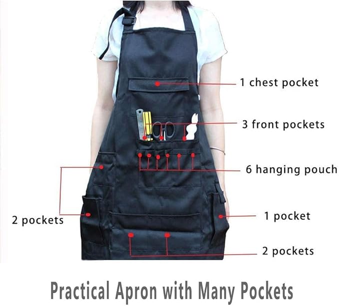 boshiho Painting Aprons Barber Apron with Pockets for Women/Men/Unisex, Utility or Work Apron