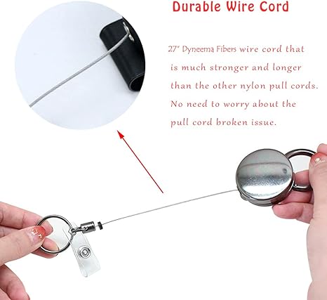 Retractable Key-Chain Badge Reel - Boshiho Heavy Duty Metal ID Badge Holder Key Reel, Key Holder Ring with Belt Clip