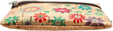 Eco-friendly Natural Cork Coin Purse, Boshiho Mini Coin Change Wallet Credit Card Holder Zipper Pouch Vegan Wallet with Key Ring Keychain