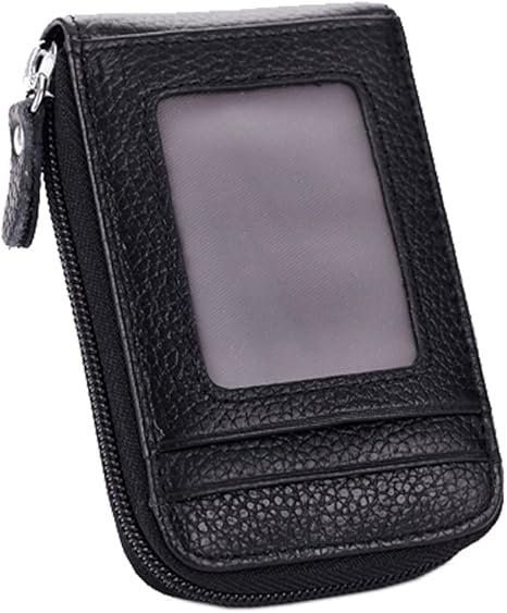 boshiho RFID Blocking Card Holder Genuine Leather Credit Card Case Organizer Compact Wallet Zip Around Accordion Style