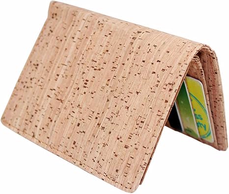 boshiho Eco Cork Friendly RFID Blocking Wallet Bi-fold Card Holder Vertical Wallet With Zippered Coin Purse & ID Window