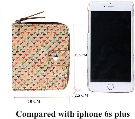boshiho Vegan Cork Wallet, Women’s Purse Slim Zipper Design with Card Holder Coin Pocket Purse Eco-friendly Vegan Gift