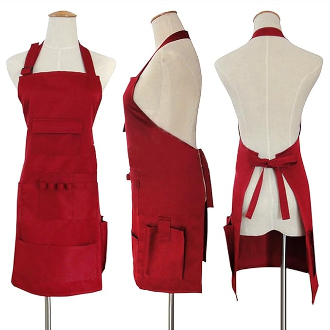 boshiho Painting Aprons Barber Apron with Pockets for Women/Men/Unisex, Utility or Work Apron