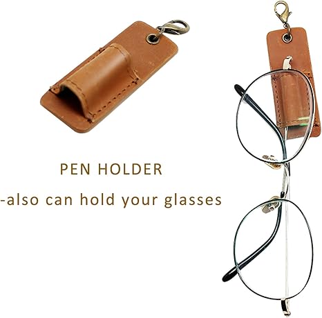 Office Badge Holder - Boshiho Genuine Leather Credit ID Card Holder with Neck Lanyard Pen Clip Vertical Style