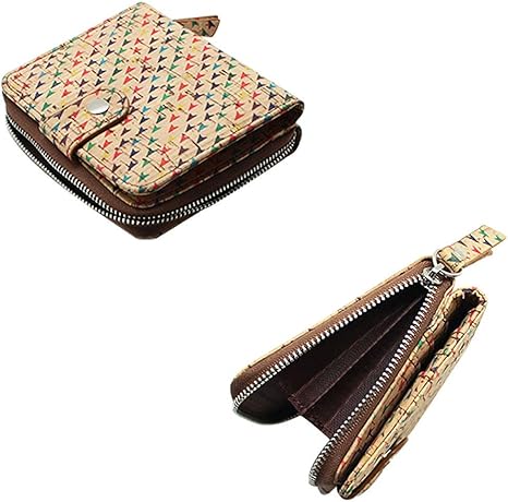 boshiho Vegan Cork Wallet, Women’s Purse Slim Zipper Design with Card Holder Coin Pocket Purse Eco-friendly Vegan Gift