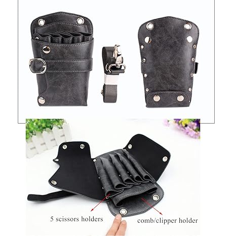 Scissors Pouch PU Leather Salon Barber Hairdressing Scissors Holster Hair Stylist Tools Bag Comb Shear Holster Waist Shoulder Belt