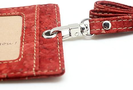 Cork Badge Holder, Boshiho Vertical Style Eco-friendly Natural Cork Name ID Card Holder with Lanyard