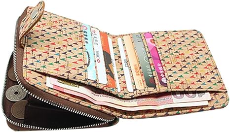 boshiho Vegan Cork Wallet, Women’s Purse Slim Zipper Design with Card Holder Coin Pocket Purse Eco-friendly Vegan Gift