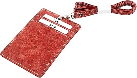Cork Badge Holder, Boshiho Vertical Style Eco-friendly Natural Cork Name ID Card Holder with Lanyard