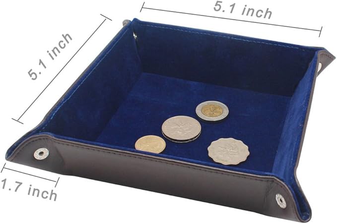 boshiho Valet Tray, Portable Folding Dice Rolling Tray for RPG DND Table Games, Leather Jewelry Cosmetic Organizer Catchall Tray