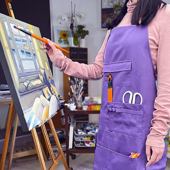 boshiho Adult Painting Aprons Barber Apron with Pockets for Women/Men/Unisex, Utility or Work Apron