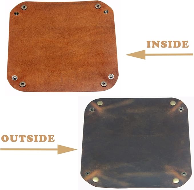 Boshiho Valet Tray for Men, Leather Jewelry Catchall Key Phone Coin Box Change Caddy Bedside Storage Box