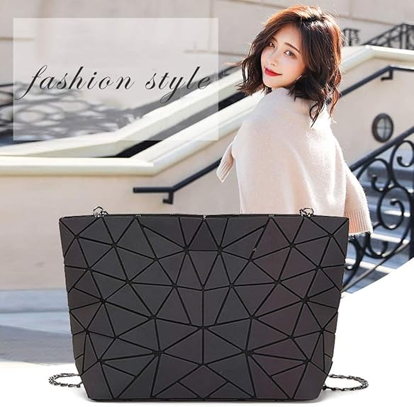 Fanny Packs for Women Men, Luminous Holographic Chest Bag Geometric Waist Pack for Travel, Festival, Running, Sports