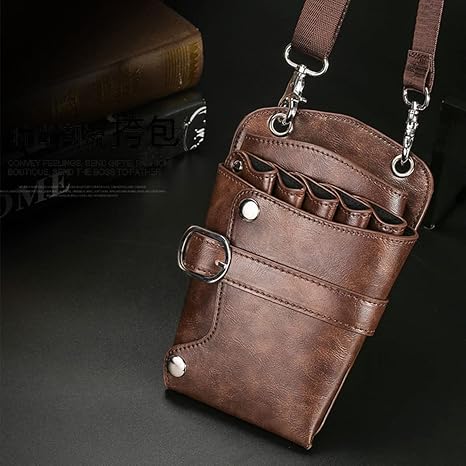 Scissors Pouch PU Leather Salon Barber Hairdressing Scissors Holster Hair Stylist Tools Bag Comb Shear Holster Waist Shoulder Belt
