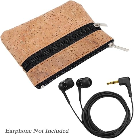 Eco-friendly Natural Cork Coin Purse, Boshiho Mini Coin Change Wallet Credit Card Holder Zipper Pouch Vegan Wallet with Key Ring Keychain
