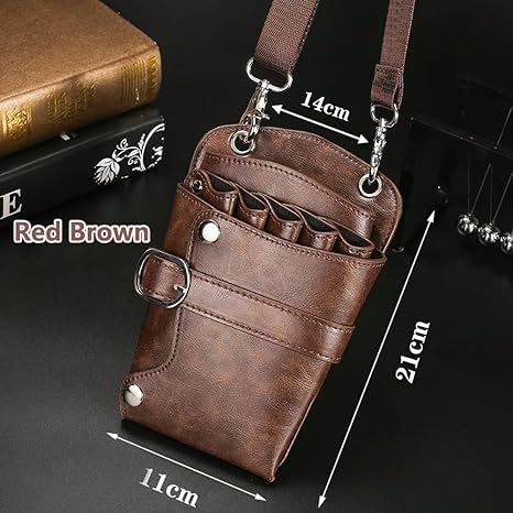 Scissors Pouch PU Leather Salon Barber Hairdressing Scissors Holster Hair Stylist Tools Bag Comb Shear Holster Waist Shoulder Belt