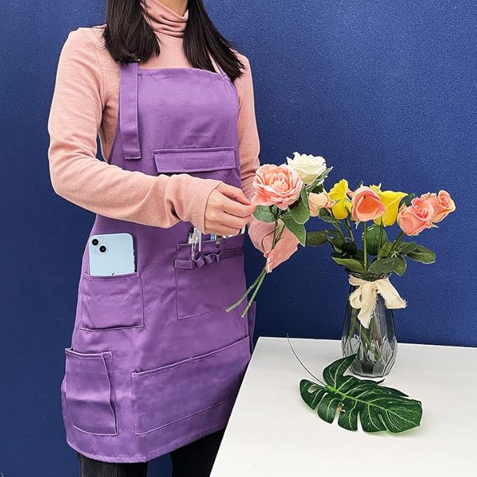 boshiho Adult Painting Aprons Barber Apron with Pockets for Women/Men/Unisex, Utility or Work Apron