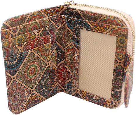 boshiho Vegan Cork Wallet, Women’s Purse Slim Zipper Design with Card Holder Coin Pocket Purse Eco-friendly Vegan Gift