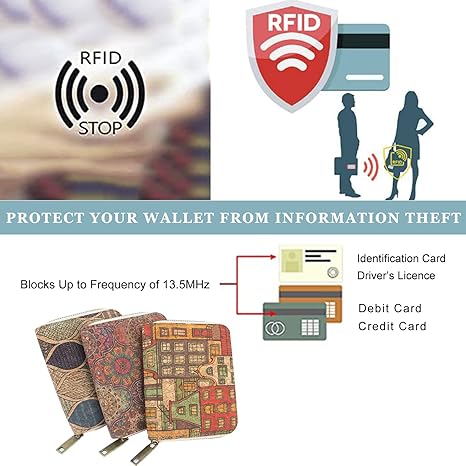 boshiho Small Wallet for Women RFID Blocking Vegan Cork Womens Zipper Wallet Compact Ladies Purse with Coin Pocket Eco-friendly Vegan Gift