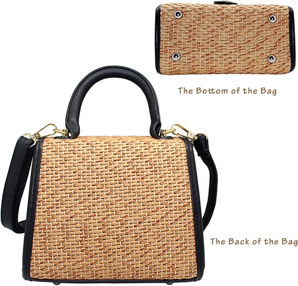 boshiho Retro Straw Woven Handbag Womens Small Cross Body Bag Shoulder Messenger Satchel