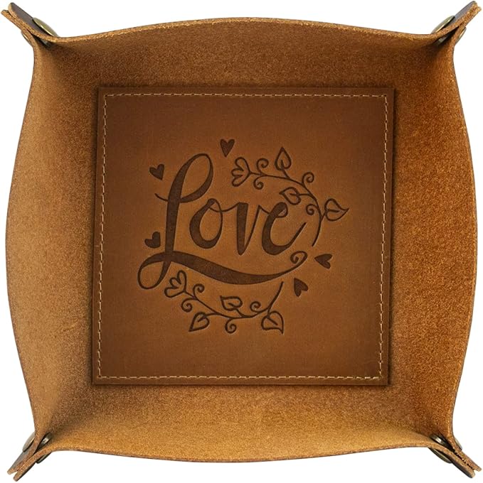 boshiho Valet Tray for Men, Leather Jewelry Catchall Key Phone Coin Box Change Caddy Bedside Storage Box