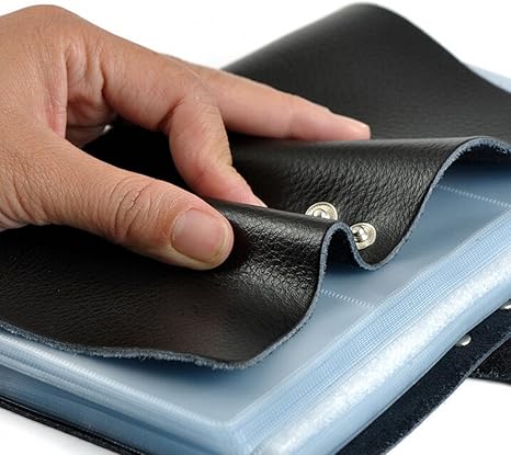 boshiho Leather Credit Card Holder Business ID Card Case Book Style 90 Count Name Card Holder Book