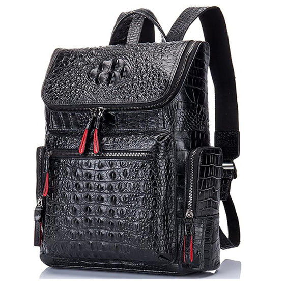 boshiho Real Leather Laptop Backpack Fashion Travel Bag Daypack for Men, Crocodile Pattern