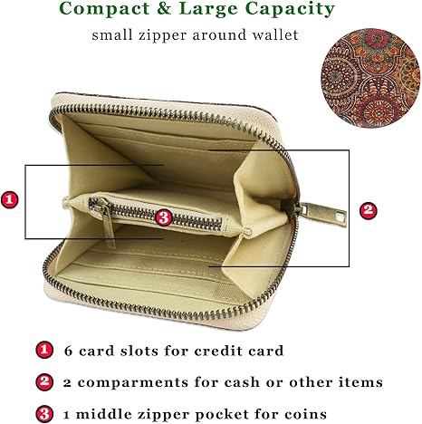 boshiho Small Wallet for Women RFID Blocking Vegan Cork Womens Zipper Wallet Compact Ladies Purse with Coin Pocket Eco-friendly Vegan Gift
