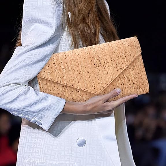 boshiho Natural Cork Crossbody Bag, Women Vegan Handbag Cork Clutch Wallet