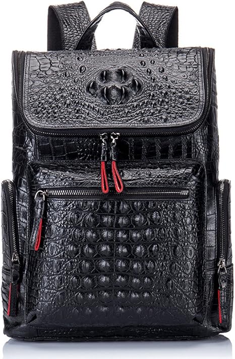 boshiho Real Leather Laptop Backpack Fashion Travel Bag Daypack for Men, Crocodile Pattern