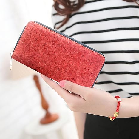 boshiho Cork Vegan Purse Wallet, Women’s Wallet Large Capacity Smart Phone Clutch Zip Long Purse with Card Holder Coin Pocket Vegan Gift