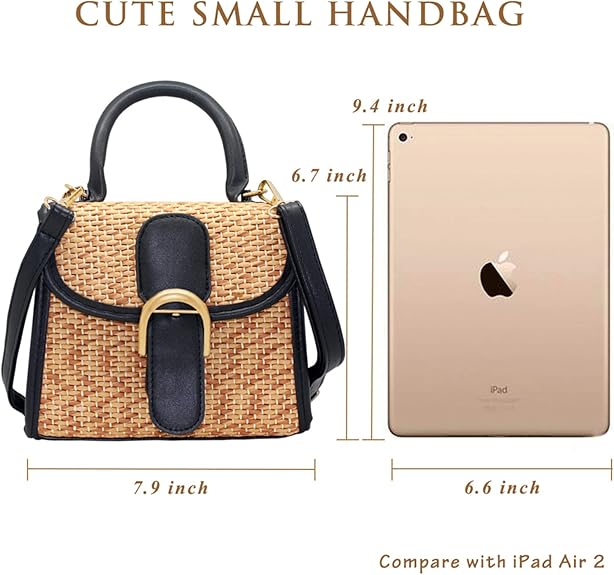 boshiho Retro Straw Woven Handbag Womens Small Cross Body Bag Shoulder Messenger Satchel