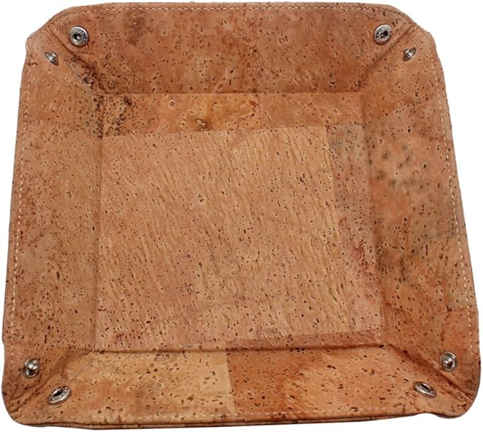 boshiho Valet Tray for Men, Natural Cork Jewelry Catchall Key Phone Coin Box Change Caddy Bedside Storage Box Eco-friendly Vegan Gift
