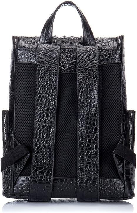 boshiho Real Leather Laptop Backpack Fashion Travel Bag Daypack for Men, Crocodile Pattern
