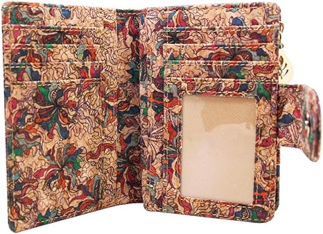 boshiho Vegan Cork Wallet, Women’s Purse Slim Zipper Design with Card Holder Coin Pocket Purse Eco-friendly Vegan Gift