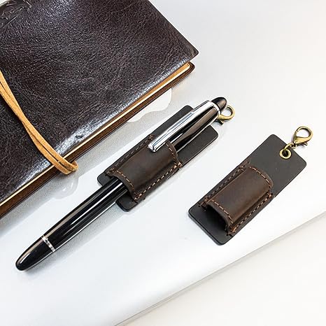 Genuine Leather Pen Holder, 2 Pack Boshiho Pen Pencil Holders for Badge Holder or Neck Lanyard