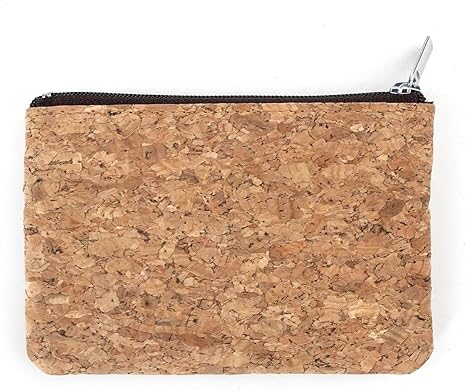 Eco-friendly Cork Coin Purse, Mini Pouch Card Change Vegan Wallet w Key Ring