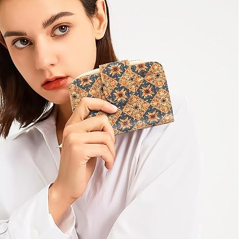 boshiho Vegan Cork Wallet, Women’s Purse Slim Zipper Design with Card Holder Coin Pocket Purse Eco-friendly Vegan Gift
