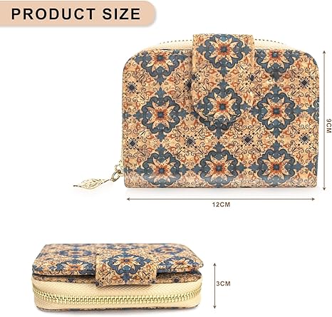 boshiho Vegan Cork Wallet, Women’s Purse Slim Zipper Design with Card Holder Coin Pocket Purse Eco-friendly Vegan Gift
