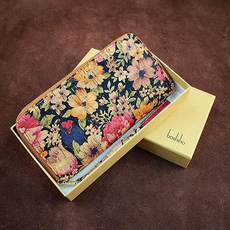boshiho Cork Vegan Purse Wallet, Women’s Wallet Large Capacity Smart Phone Clutch Zip Long Purse with Card Holder Coin Pocket Vegan Gift