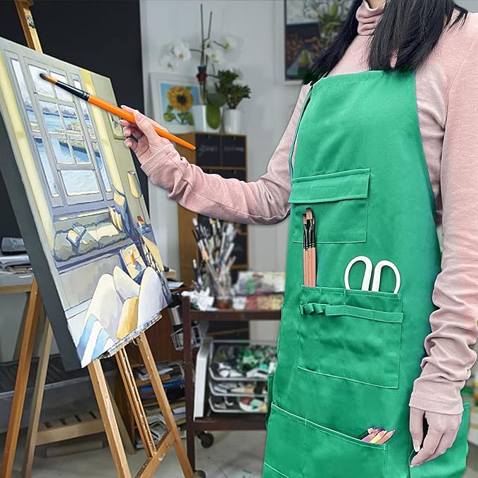 boshiho Painting Aprons Barber Apron with Pockets for Women/Men/Unisex, Utility or Work Apron